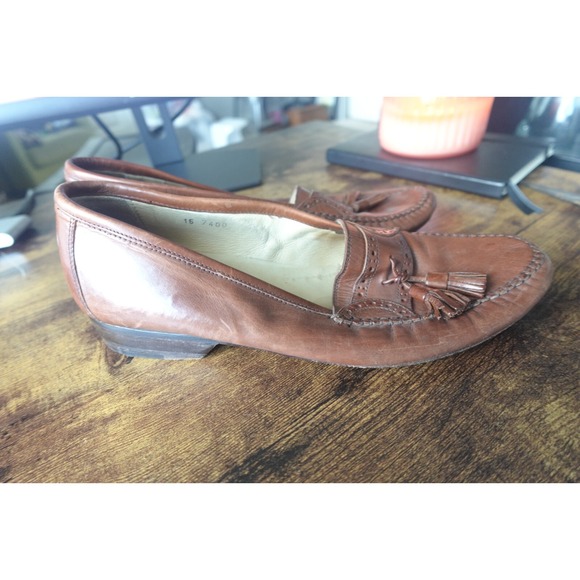 Johnston & Murphy Mens Tassel Loafer Brown Slip On Dress Shoe Size 7.5 M Leather - Picture 9 of 15